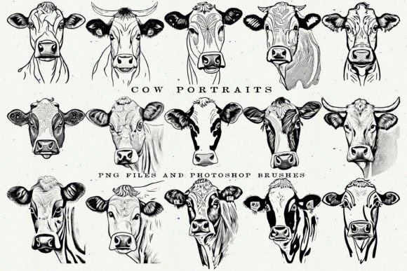 Cow Portraits: High-Res Digital Art Assets