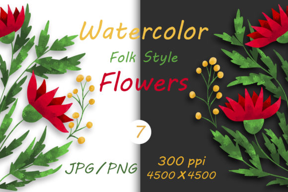 Evaluating Flowers in Folk Style and Hand Drawn 07 for Creative Projects