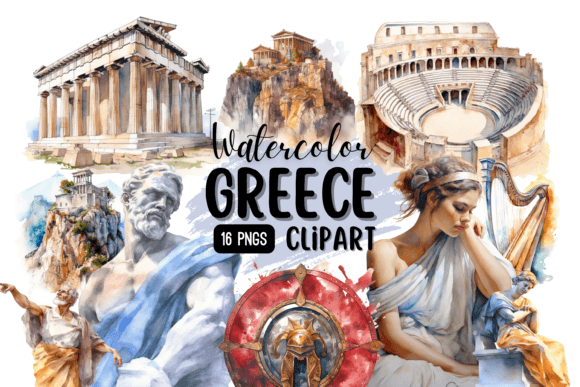 Evaluating Watercolor Greece Clipart and Ancient Greek Illustrations for Creative Projects