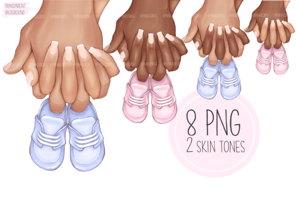 Family Hands Clipart: Parents & Baby Art