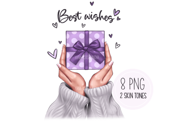 Hands with Gift Clipart & Best Wishes PNG