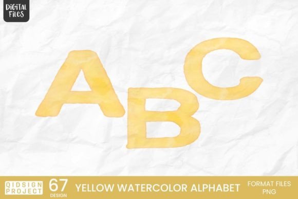 Mastering Design with Yellow Watercolor Alphabet Sublimation Assets