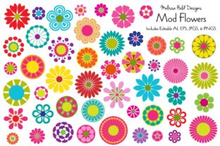 Mod Flowers: Bright Vector Shapes for Design